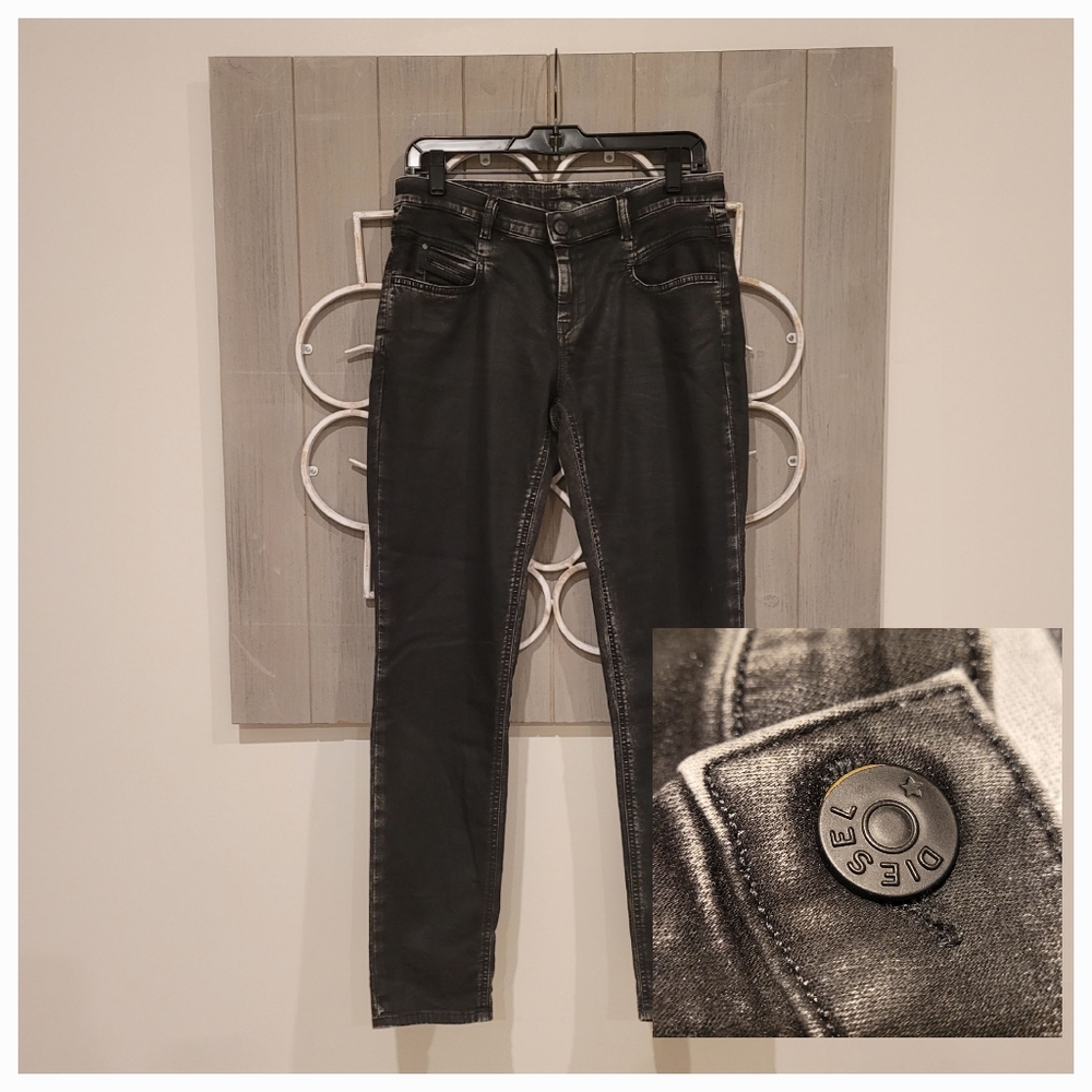 DIESEL Authentic Belthy-NE Women's Jog Jeans Size 29/Med Black/Charcoal Shimmer